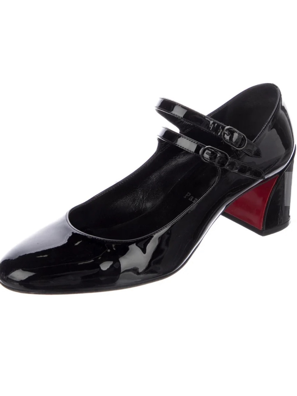 Miss Jane Christian Louboutin black patent mary Jane heels 9.5